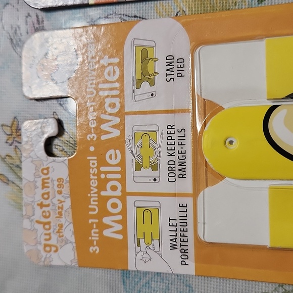 NEW Sanrio Gudetama and Aggretsuko 3-in-1 Mobile Wallet, Cord Keeper, and Stand - Picture 5 of 7